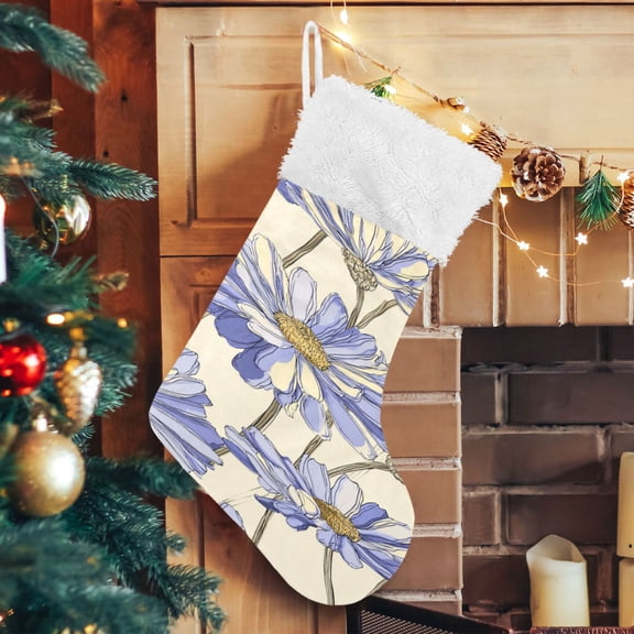 RMDQTR Christmas Stockings for Xmas Gifts - Large Size Festive Holiday Decor for Family Lavender Daisies