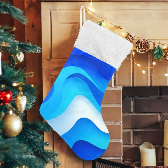 RMDQTR Christmas Stockings for Xmas Gifts - Large Size Festive Holiday Decor for Family Light Blue Flowing River