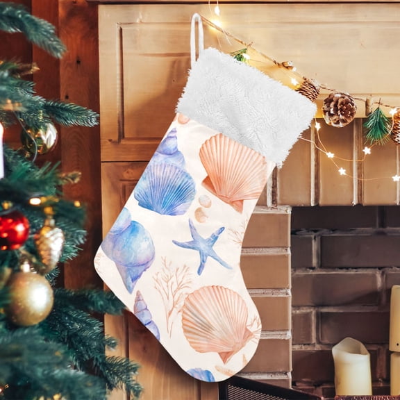RMDQTR Christmas Stockings for Xmas Gifts - Large Size Festive Holiday Decor for Family Nautical Beach Marine Art