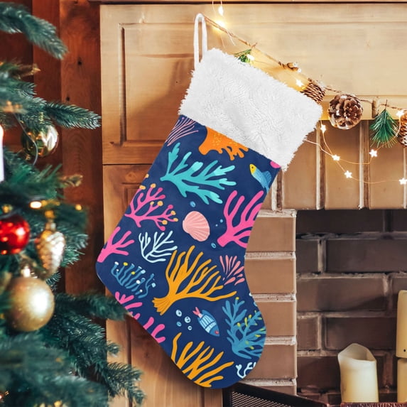 RMDQTR Christmas Stockings for Xmas Gifts - Large Size Festive Holiday Decor for Family Ocean Life