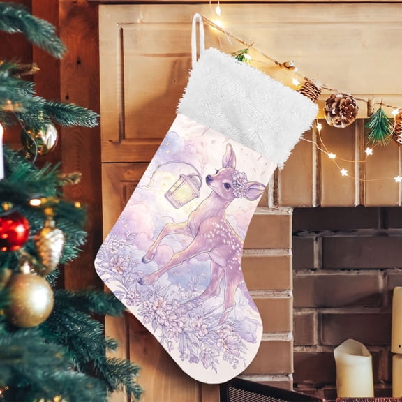 RMDQTR Christmas Stockings for Xmas Gifts - Large Size Festive Holiday Decor for Family Petal-crowned Deer