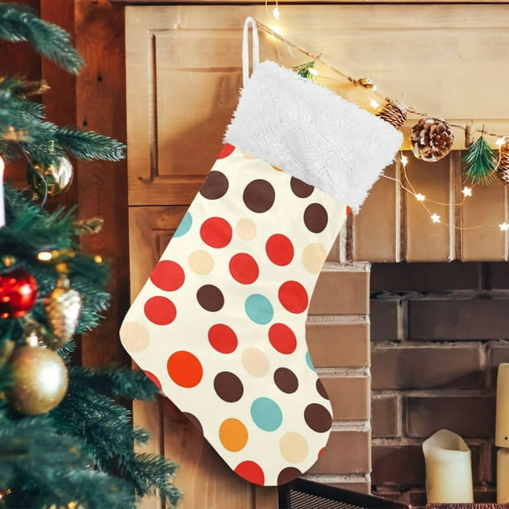 RMDQTR Christmas Stockings for Xmas Gifts - Large Size Festive Holiday Decor for Family Polka Dots Pattern