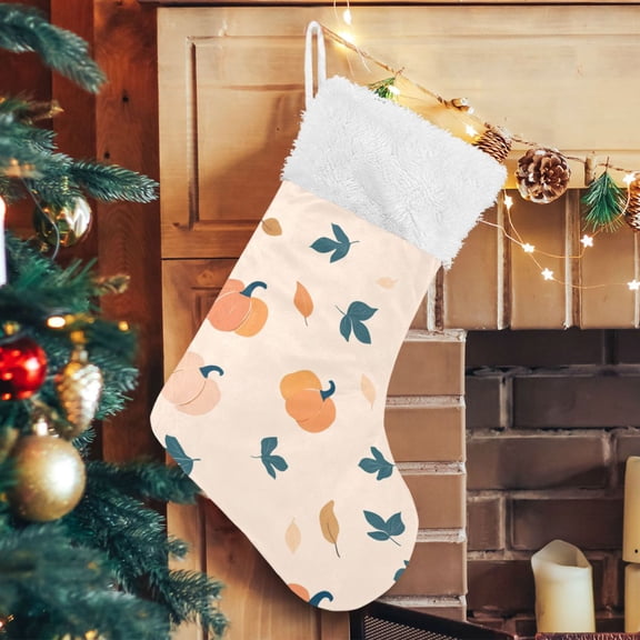 RMDQTR Christmas Stockings for Xmas Gifts - Large Size Festive Holiday Decor for Family Pumpkins and Leaves