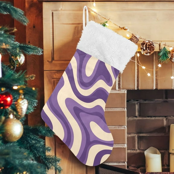 RMDQTR Christmas Stockings for Xmas Gifts - Large Size Festive Holiday Decor for Family Purple Creamy Pattern