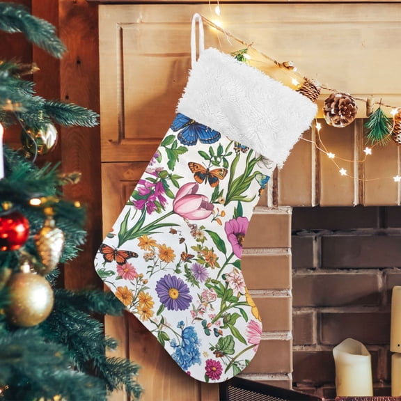 RMDQTR Christmas Stockings for Xmas Gifts - Large Size Festive Holiday Decor for Family Roses in Bright Colors