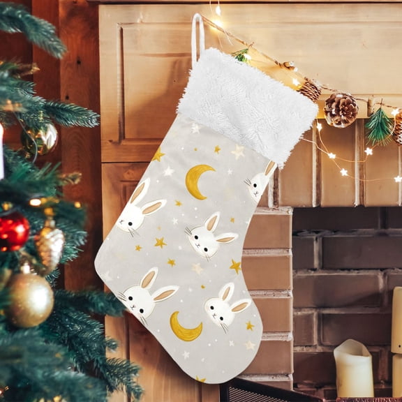 RMDQTR Christmas Stockings for Xmas Gifts - Large Size Festive Holiday Decor for Family Sleepy Night Bunny