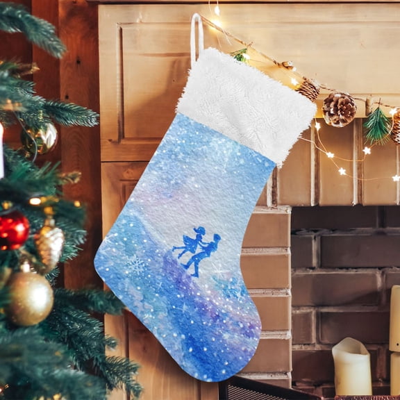 RMDQTR Christmas Stockings for Xmas Gifts - Large Size Festive Holiday Decor for Family Snowy Dance Pattern