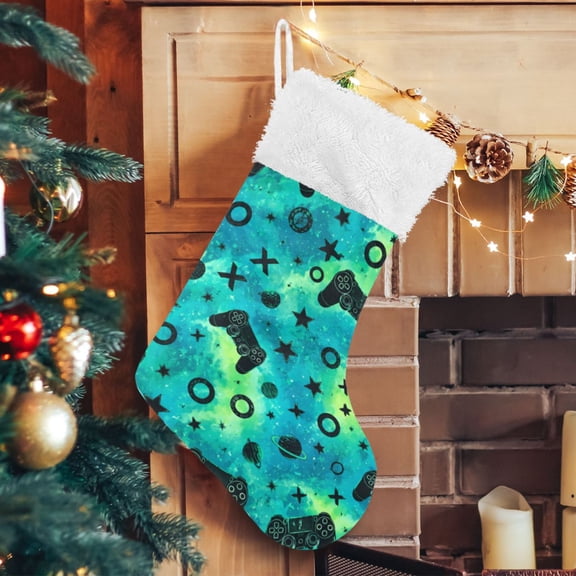 RMDQTR Christmas Stockings for Xmas Gifts - Large Size Festive Holiday Decor for Family Space Gaming Stars