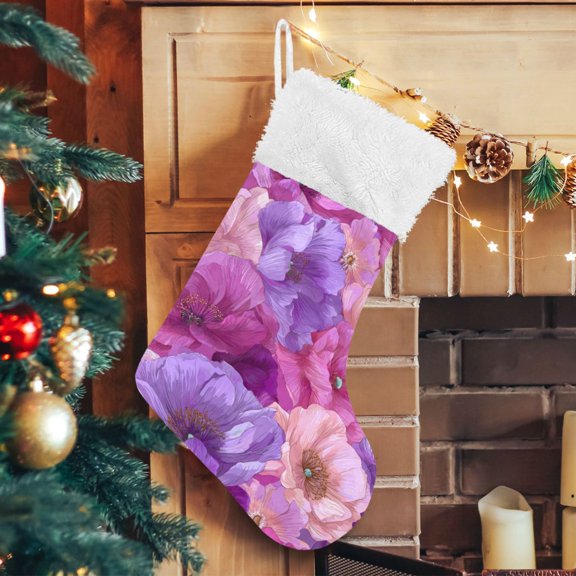 RMDQTR Christmas Stockings for Xmas Gifts - Large Size Festive Holiday Decor for Family Vibrant Fantasy Rose Pattern