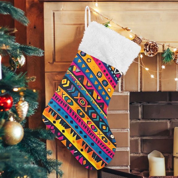 RMDQTR Christmas Stockings for Xmas Gifts - Large Size Festive Holiday Decor for Family Vintage Tribal Patterns