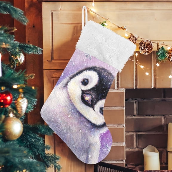 RMDQTR Christmas Stockings for Xmas Gifts - Large Size Festive Holiday Decor for Family Whimsical Winter Penguin