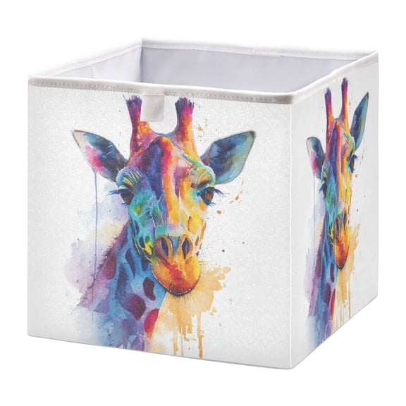 RMDQTR Colorful Giraffe Pattern Storage Basket Foldable Open Organizers for Clothes Toys Books11.02x11.02x11.02in