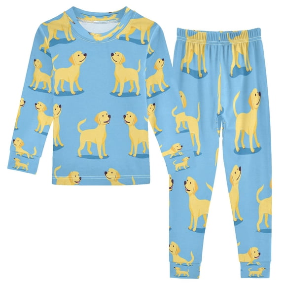 RMDQTR Cotton Pajama Set - 95% Cotton Soft Breathable Elastic Waist Round Neck Sleepwear for 18M-8Y Golden Dogs