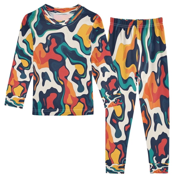 RMDQTR Cotton Pajama Set - 95% Cotton Soft Breathable Elastic Waist Round Neck Sleepwear for 18M-8Y Irregular Colorfu Spots