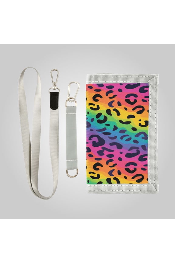 Cute Novelty Wallet Stylish Foldable Wallet The Perfect Gift Bright Rainbow Stripe Cheetah Print