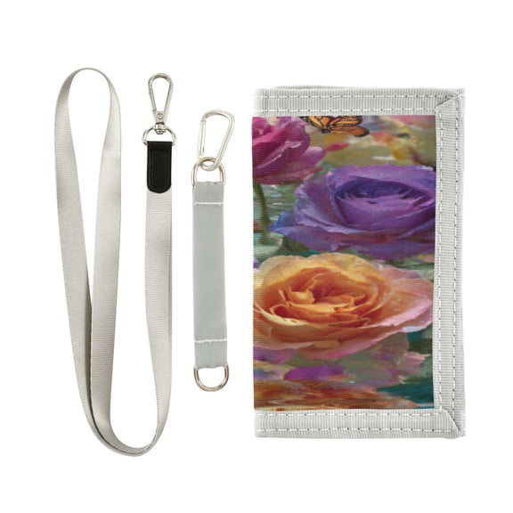 RMDQTR Cute Novelty Wallet Stylish Foldable Wallet The Perfect Gift Colorful Roses Floating on Water