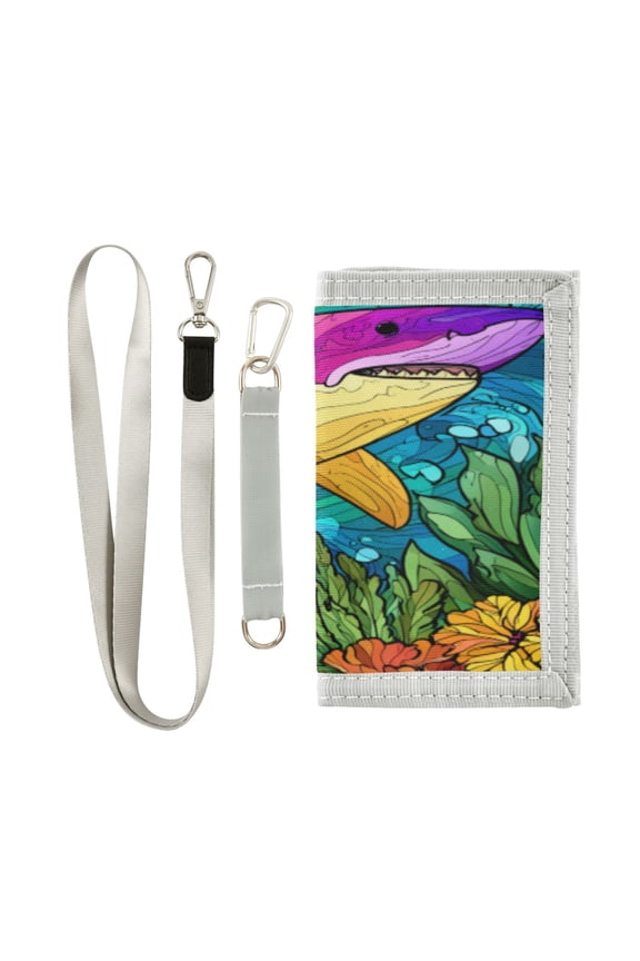 Cute Novelty Wallet Stylish Foldable Wallet The Perfect Gift Colorful Shark Pattern