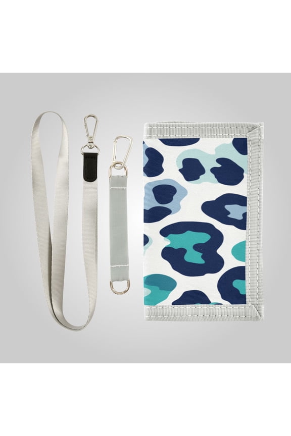 Cute Novelty Wallet Stylish Foldable Wallet The Perfect Gift Cool Tone Blue Cheetah Pattern