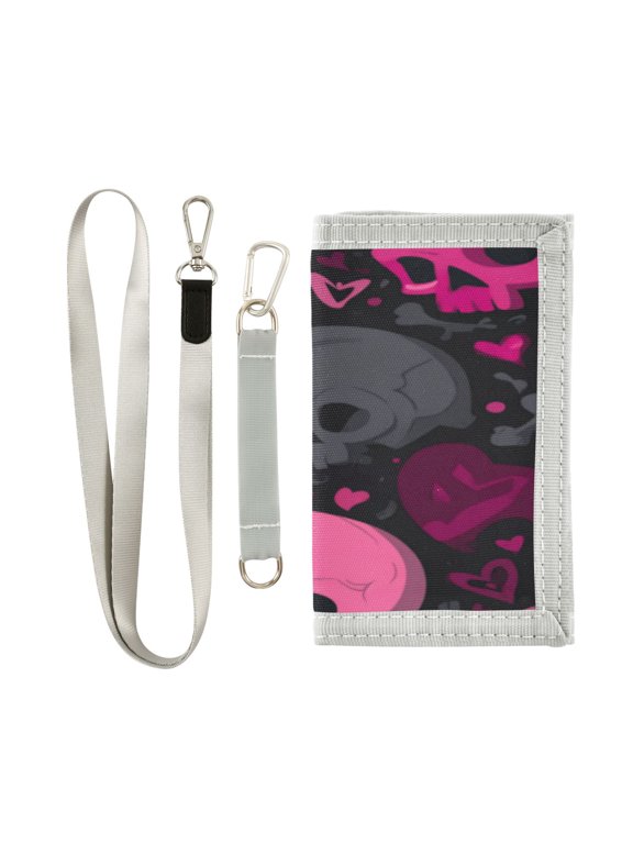 Cute Novelty Wallet Stylish Foldable Wallet The Perfect Gift Pink and Black Skulls