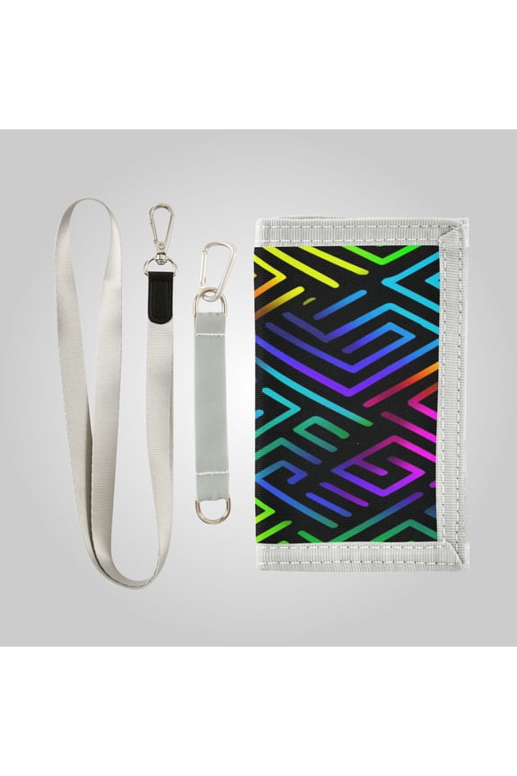 Cute Novelty Wallet Stylish Foldable Wallet The Perfect Gift Rainbow Neon Labyrinth Print