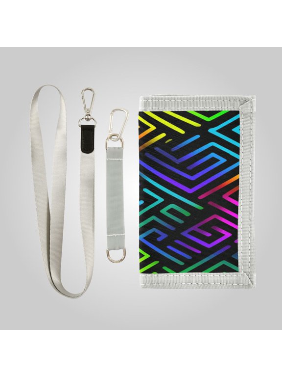 Cute Novelty Wallet Stylish Foldable Wallet The Perfect Gift Rainbow Neon Labyrinth Print