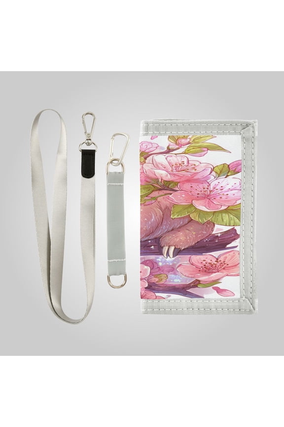 Cute Novelty Wallet Stylish Foldable Wallet The Perfect Gift Sloth in Cherry Blossoms