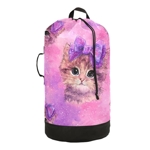RMDQTR Durable Large Laundry Backpack with Drawstring Closure Ideal for Laundry Trips,Travel&Camping Adorable Orange Cat Pattern