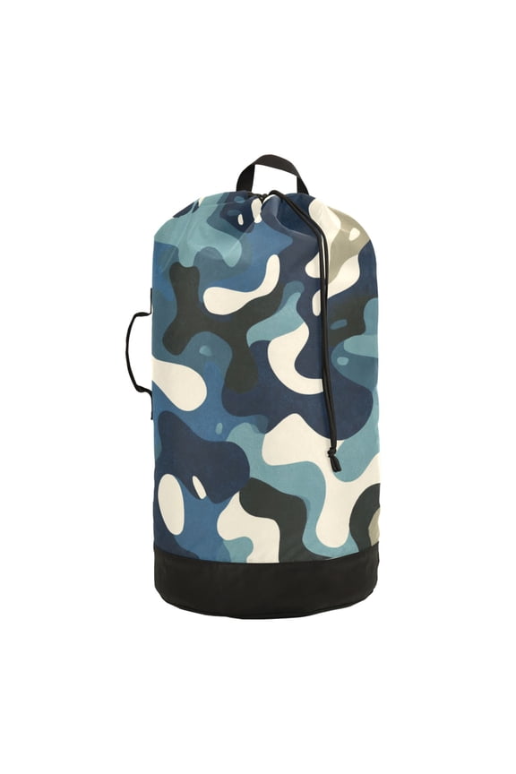Durable Large Laundry Backpack with Drawstring Closure Ideal for Laundry Trips,Travel&Camping Dark-toned Camouflage Pattern