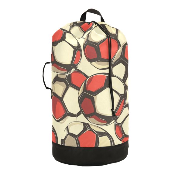 RMDQTR Durable Large Laundry Backpack with Drawstring Closure Ideal for Laundry Trips,Travel&Camping Football Patterns
