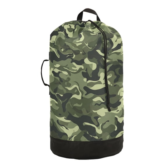 RMDQTR Durable Large Laundry Backpack with Drawstring Closure Ideal for Laundry Trips,Travel&Camping Green Army Camouflage