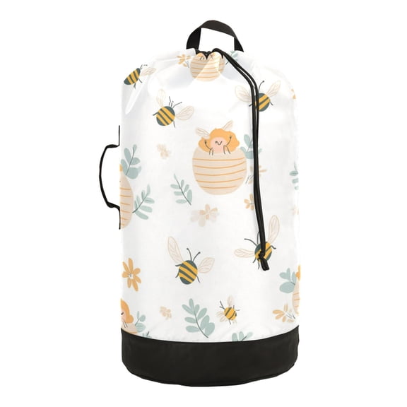 RMDQTR Durable Large Laundry Backpack with Drawstring Closure Ideal for Laundry Trips,Travel&Camping Honeybees and Beehives