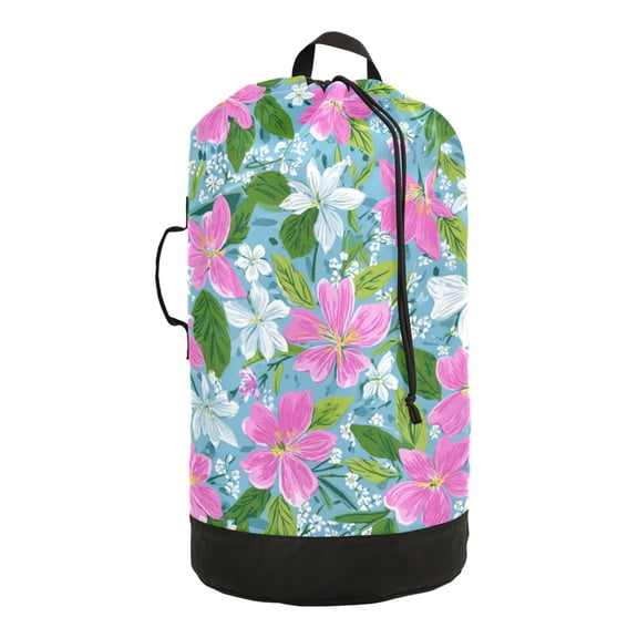 RMDQTR Durable Large Laundry Backpack with Drawstring Closure Ideal for Laundry Trips,Travel&Camping Lily Pulitzer Floral Pattern