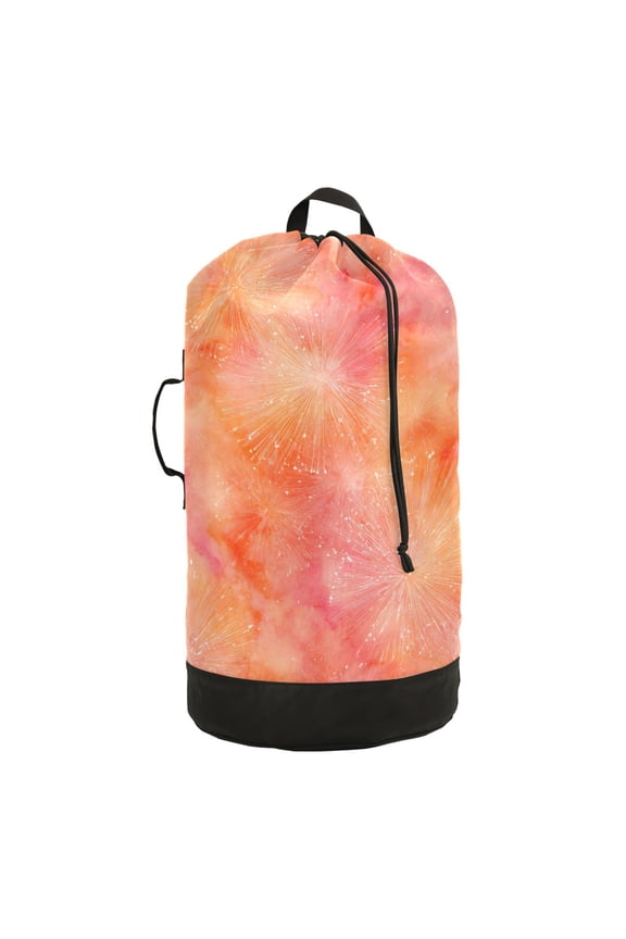 Durable Large Laundry Backpack with Drawstring Closure Ideal for Laundry Trips,Travel&Camping Orange Tie-dye Firework