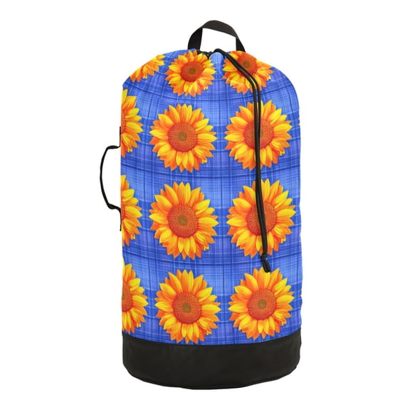 RMDQTR Durable Large Laundry Backpack with Drawstring Closure Ideal for Laundry Trips,Travel&Camping Quilted Seamless Sunflowers Pattern