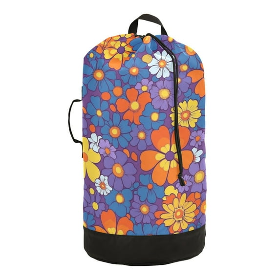 RMDQTR Durable Large Laundry Backpack with Drawstring Closure Ideal for Laundry Trips,Travel&Camping Realistic Floral Pattern