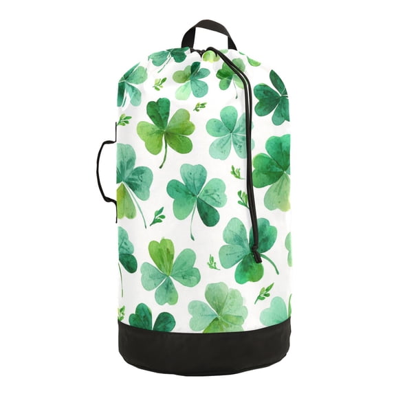 RMDQTR Durable Large Laundry Backpack with Drawstring Closure Ideal for Laundry Trips,Travel&Camping Shamrocks and Clovers Pattern