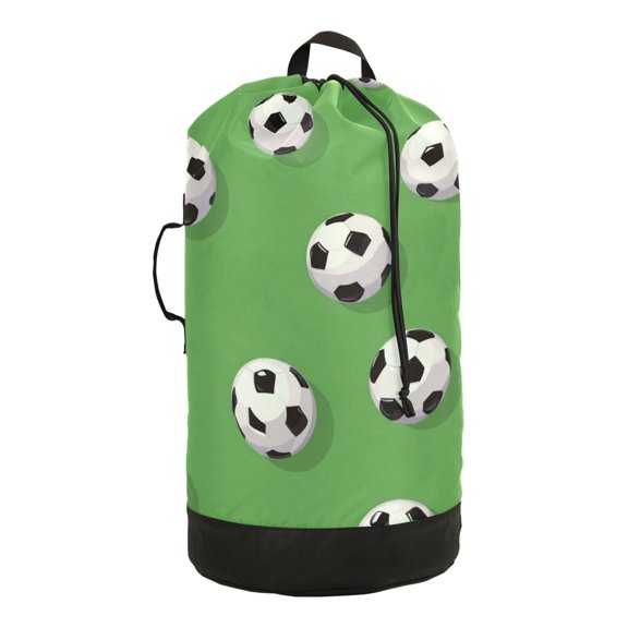 RMDQTR Durable Large Laundry Backpack with Drawstring Closure Ideal for Laundry Trips,Travel&Camping Soccer Balls Pattern