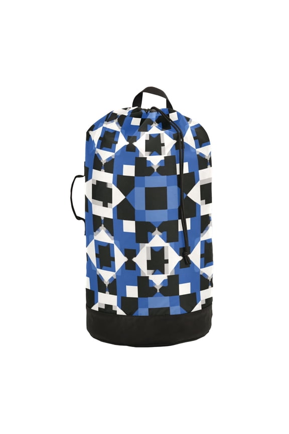 Durable Large Laundry Backpack with Drawstring Closure Ideal for Laundry Trips,Travel&Camping Tricolor Symmetrical Plaid