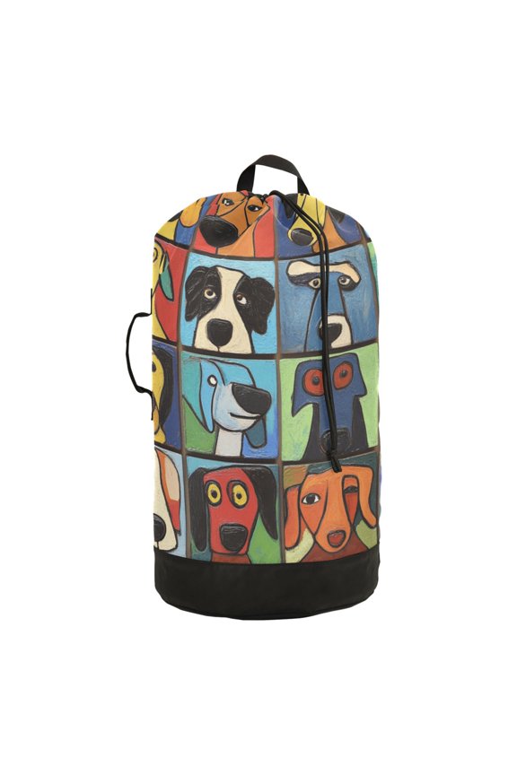 Durable Large Laundry Backpack with Drawstring Closure Ideal for Laundry Trips,Travel&Camping Van Gogh Style Cute Dogs