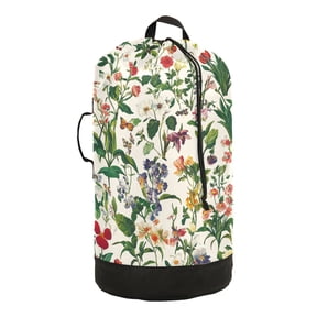 RMDQTR Durable Large Laundry Backpack with Drawstring Closure Ideal for Laundry Trips,Travel&Camping Wildflowers in Bright Colors