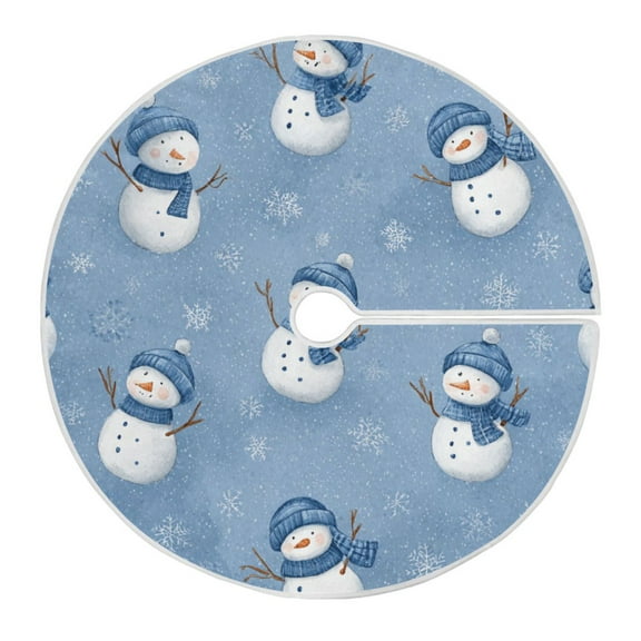 RMDQTR Festive Christmas Tree Skirt35.4x35.4in - Holiday Home Decor for Xmas Party Cute Branch Snowman Pattern