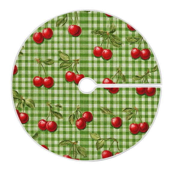 RMDQTR Festive Christmas Tree Skirt35.4x35.4in - Holiday Home Decor for Xmas Party Inspiration Cherry Painting
