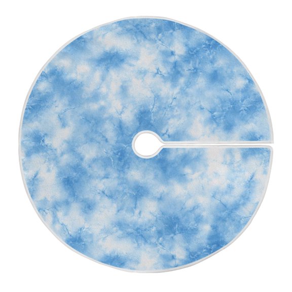 RMDQTR Festive Christmas Tree Skirt35.4x35.4in - Holiday Home Decor for Xmas Party Light Blue Tie-dye Pattern
