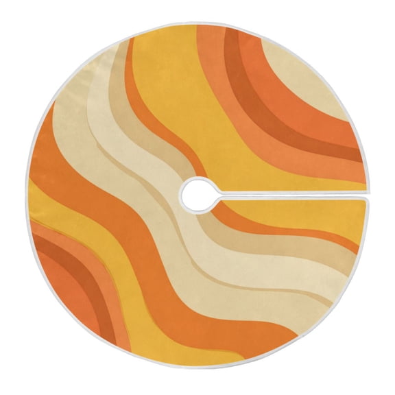 RMDQTR Festive Christmas Tree Skirt35.4x35.4in - Holiday Home Decor for Xmas Party Orange Color Clash Pattern