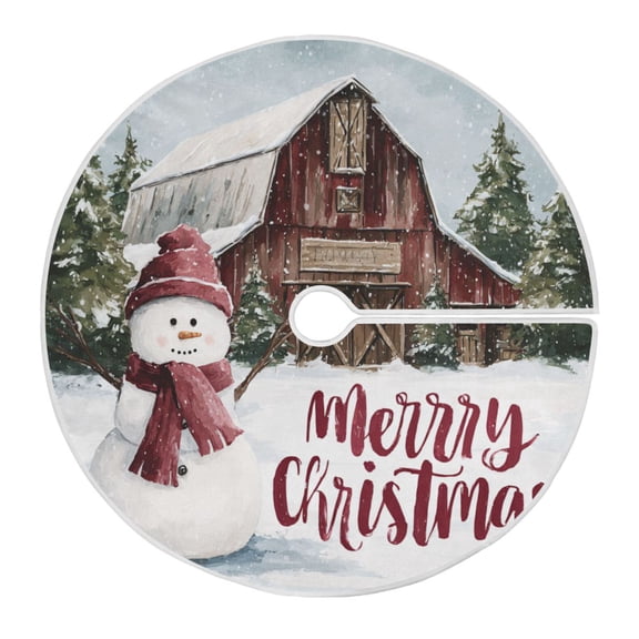 RMDQTR Festive Christmas Tree Skirt35.4x35.4in - Holiday Home Decor for Xmas Party Red-hatted Snowman