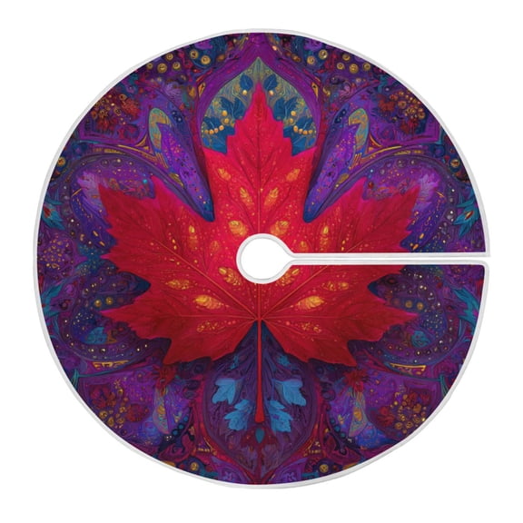 RMDQTR Festive Christmas Tree Skirt35.4x35.4in - Holiday Home Decor for Xmas Party Sacred Maple Leaf