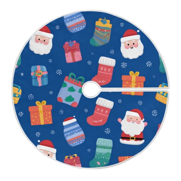 RMDQTR Festive Christmas Tree Skirt35.4x35.4in - Holiday Home Decor for Xmas Party Santa Claus and Gifts Pattern