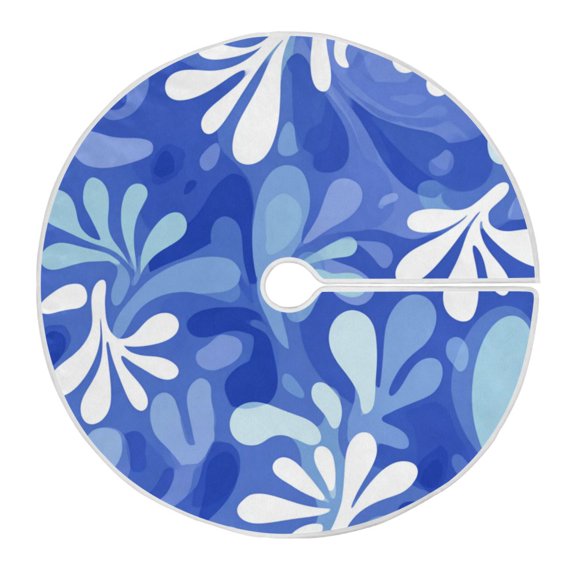 RMDQTR Festive Christmas Tree Skirt47.2x47.2in - Holiday Home Decor for Xmas Party Blue Playful Splashes