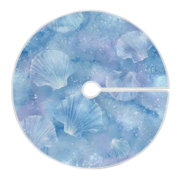 RMDQTR Festive Christmas Tree Skirt47.2x47.2in - Holiday Home Decor for Xmas Party Blue Sea Shell Pattern