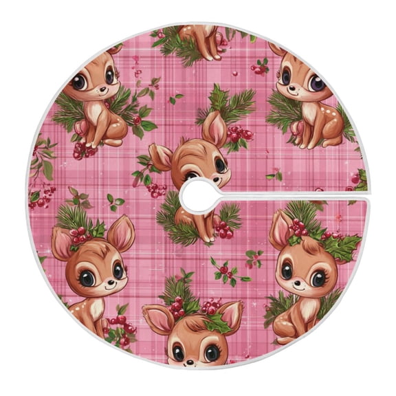RMDQTR Festive Christmas Tree Skirt47.2x47.2in - Holiday Home Decor for Xmas Party Cute Christmas Reindeers Pattern